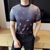 DS021-P38男士小圆领短袖T恤夏季新款时尚百搭修身立体打底衫，男装T恤，星座1606-1