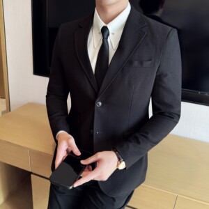 男士韩版修身西服竹节纹时尚休闲西装外套DX56-P148图片