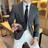 秋冬新款韩版修身西服时尚小方格西装外套DX22-P148，男装西服套装，星座1606-1