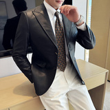 华夫格高品质韩版修身皮衣西服商务休闲皮衣西装外套DX13-P178，男装西服套装，星座1606-1