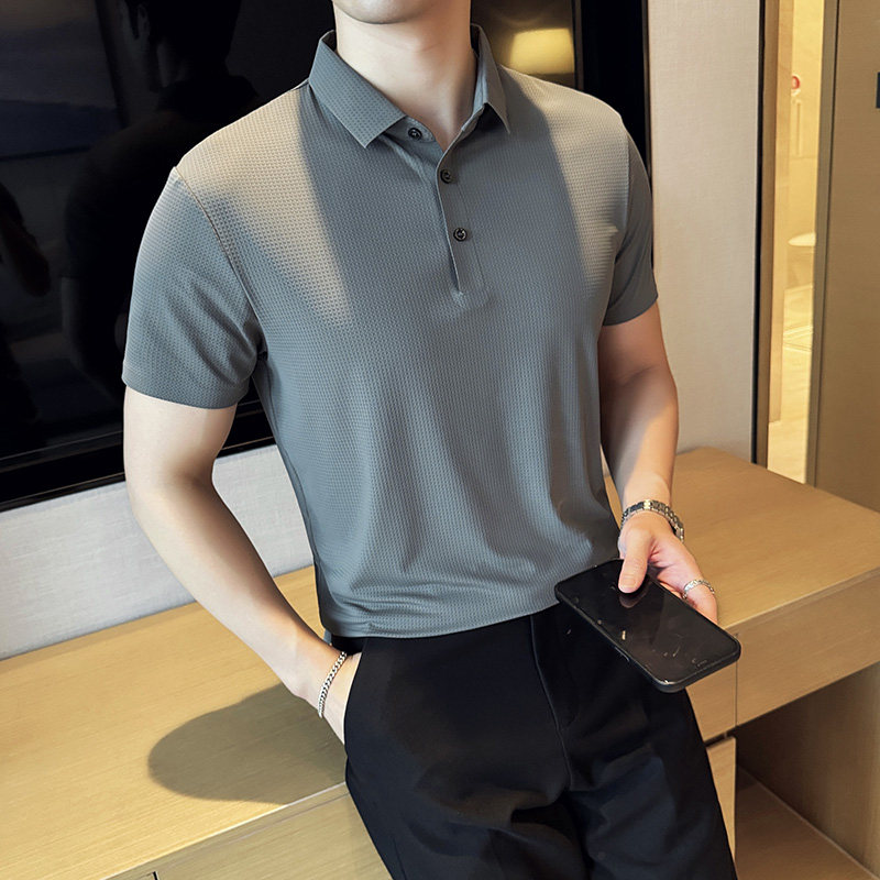 柏林格冰丝无痕高弹薄款PLO衫上衣男短袖8821-P58,男装T恤,星座1606-1