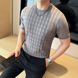 MY003-P48针织提花男士短袖T恤春夏新款时尚百搭打底衫，男装T恤，星座1606-1