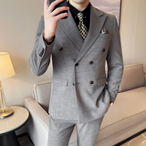 男士商务休闲西服韩版修身竹节纹双排扣西装套装2529-P285，男装西服套装，星座1606-1