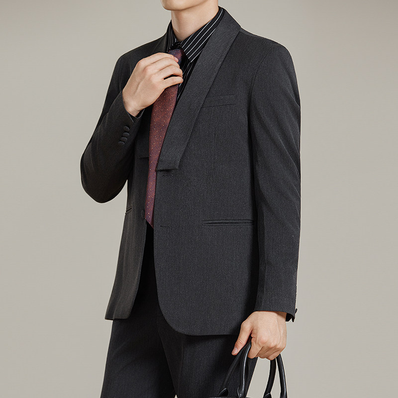 男士商务时尚休闲西服青果领西装套装2526-P215图片