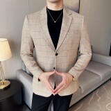 韩版修身西服时尚休闲格子西装外套DX49-P148，男装西服套装，星座1606-1