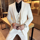 双门襟时尚设计潮流西服韩版修身西装三件套2405-P270，男装西服套装，星座1606-1