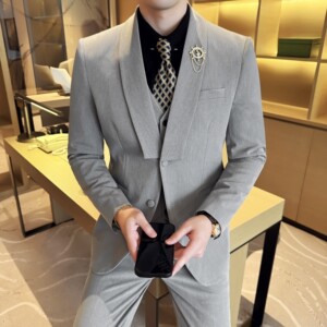 男士青果领商务休闲西装结婚礼服西服套装2526-P265图片