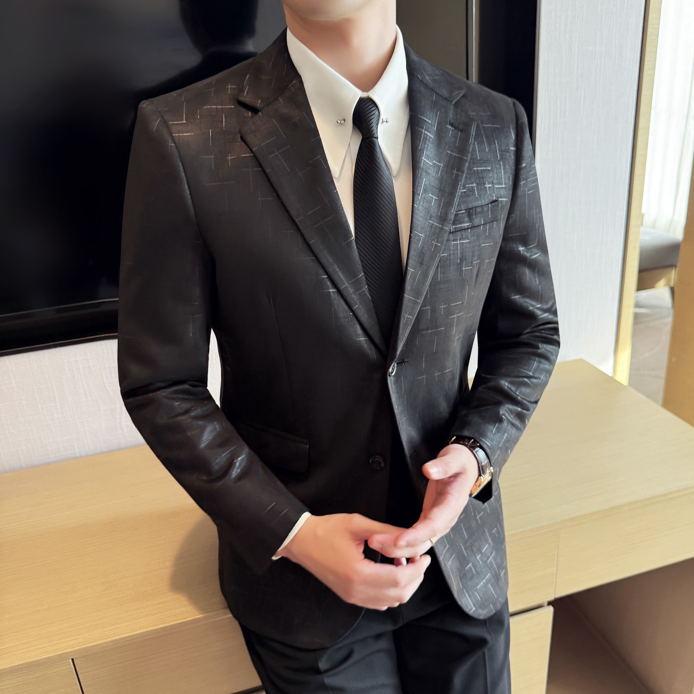 男士韩版修身西服时尚休闲提花西装外套DX62-P148,男装西服套装,星座1606-1