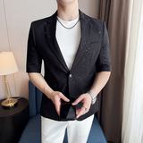 冰丝满天星烫金西服时尚休闲短袖西装外套DX43-P128，男装T恤，星座1606-1