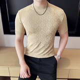 DS006-P38男士半高领短袖T恤春夏新款时尚百搭修身立体打底衫，男装T恤，星座1606-1