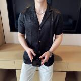 夏季冰丝短袖西服无里衬提花休闲西装DXZ001-P85，男装T恤，星座1606-1