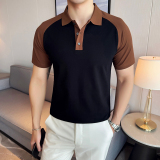 夏季男士PLO衫时尚拼色上衣短袖男2819-P55，男装T恤，星座1606-1