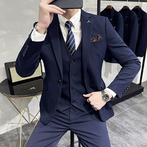 一粒扣西服套装韩版修身商务休闲西装三件套8801-P235图片