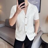夏季冰丝短袖西服无里衬提花休闲西装DXZ001-P85，男装T恤，星座1606-1