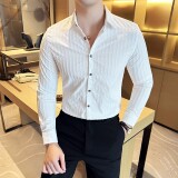 雪尼尔条纹男士衬衣时尚休闲免熨衬衫CS046-P63，男装衬衫，星座1606-1