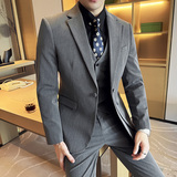双门襟时尚设计潮流西服韩版修身西装三件套2405-P270，男装西服套装，星座1606-1
