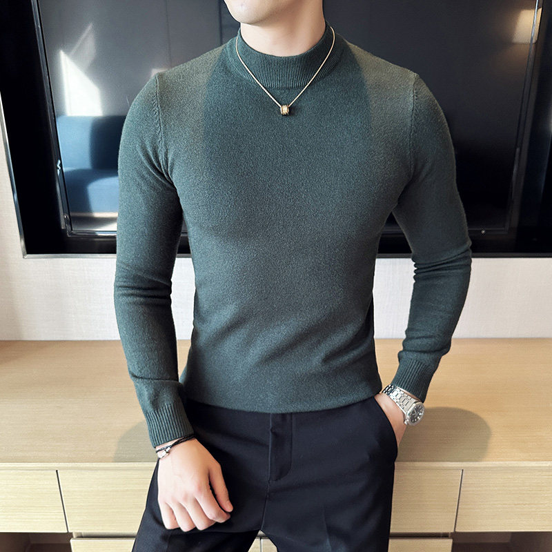 莫代尔抗起球半高领毛衣男针织套头毛衣修身毛线针织衫681-P48,男装针织衫/毛衣,星座1606-1