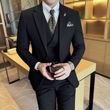 韩版修身西服时尚条纹西装三件套2409-P270，男装西服套装，星座1606-1