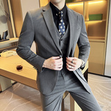 双门襟时尚设计潮流西服韩版修身西装三件套2405-P270，男装西服套装，星座1606-1