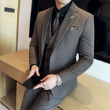 韩版修身西服时尚条纹西装三件套2409-P270，男装西服套装，星座1606-1