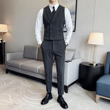 韩版修身商务毛呢双排扣马甲套西装MJT1824-P130，男装西服套装，星座1606-1