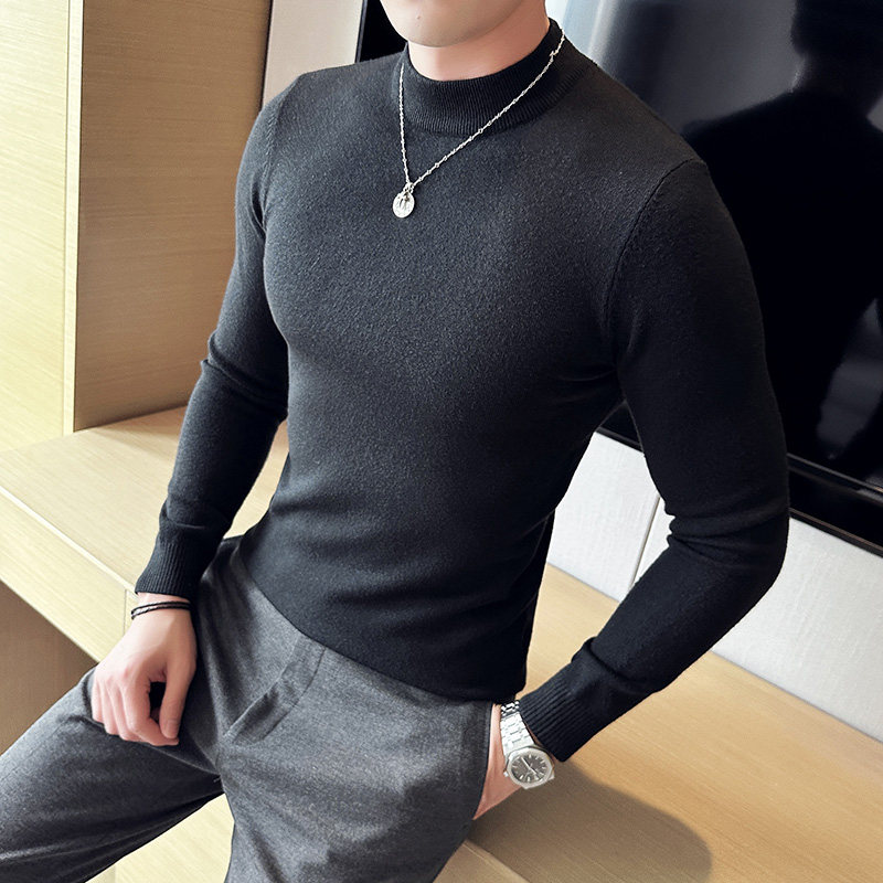 莫代尔抗起球半高领毛衣男针织套头毛衣修身毛线针织衫681-P48,男装针织衫/毛衣,星座1606-1
