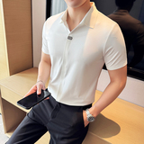 冰丝无痕高弹V领PLO衫高端时尚短袖上衣男2821-P62，男装T恤，星座1606-1