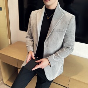 新中式立领时尚休闲西装外套男士韩版修身西服DX65-P148图片