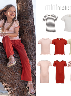 现货丹麦 minimalisma 24SS 女童时髦舒适清凉真丝花边T连衣裙子