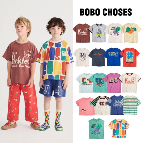 现货 西班牙 bobo choses 26ss 儿童新款春夏卡通短袖T恤短裤