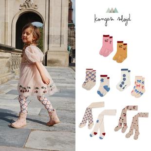 丹麦 秋冬儿童印花有机棉透气袜子打底裤 Konges 24AW Slojd 现货