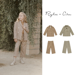 现货 rylee and cru 23aw 秋冬儿童复古洋气格子西装外套 长裤子