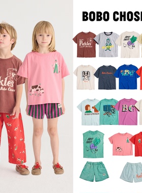 现货 西班牙 bobo choses 26ss 儿童新款春夏卡通短袖T恤短裤