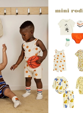 瑞典 MINI RODINI 24SS 童婴宝宝亲肤柔软连体服包屁衣长裤子套装