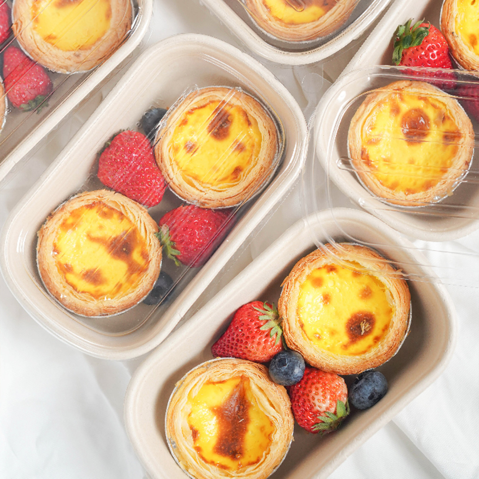 蘸酱麻薯两格打包盒子蛋挞水果三明治寿司便当盒外卖包装盒