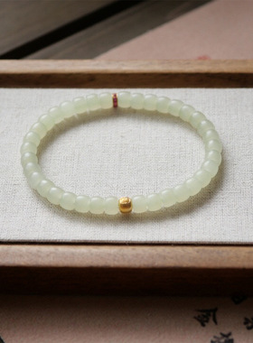 天然高冰晴水和田玉直切手串