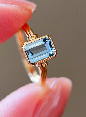 925纯银ins简约蓝色锆石戒指