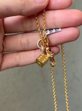 S925纯银骰子十字架锁骨项链