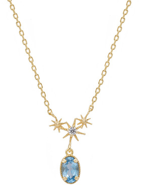 S925纯银八角星托帕石锁骨链