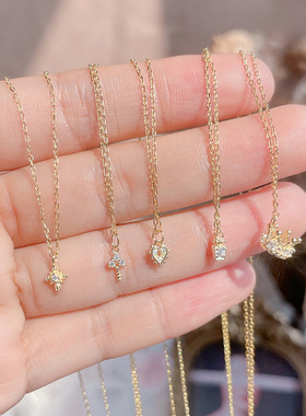 日系爱心锁骨链耳钉套装