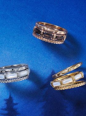 日系轻奢925银星星三件套叠戴戒