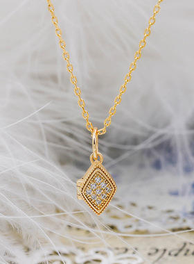 法式复古S925银14K镀白锆吊坠