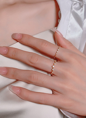 七星V型s925银镀金极细尾戒