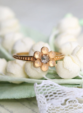 日系青山限定月光玛瑙纯银戒指