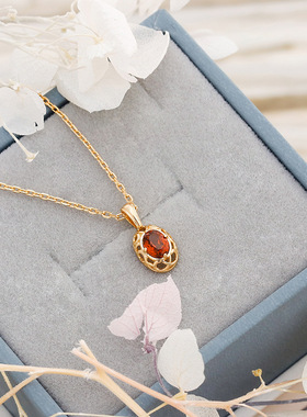 轻奢红石榴S925纯银锁骨链女款