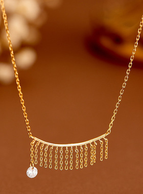 轻奢珠宝S925银14K镀金流苏项链