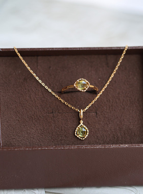 日式轻奢925银天然橄榄石项链