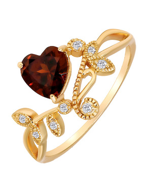 S925银镀14K金红石榴石戒指