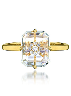 天然水晶圣诞梦幻光影戒指