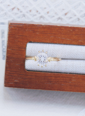 简约个性小众圣诞天然白水晶戒指